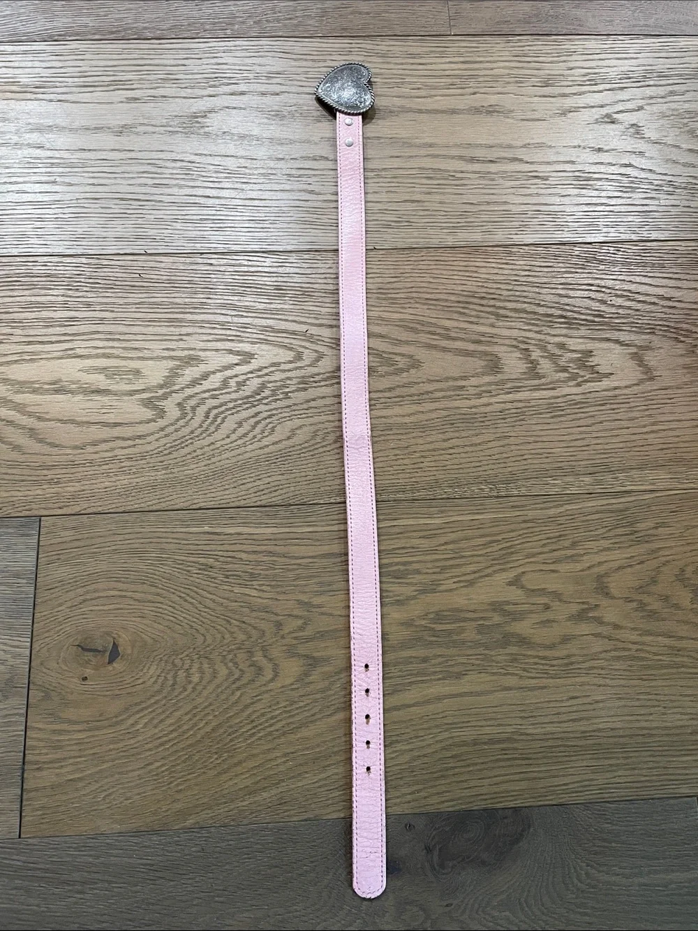 Vintage Wrangler Girls Pink Leather Western Belt Silver-Tone Heart Buckle